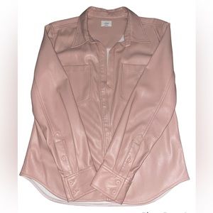 Aritzia dusty pink faux leather shacket.